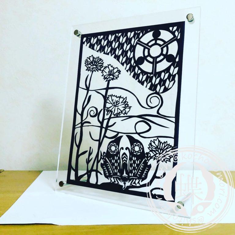 投稿についてもっと詳しく 矢車菊陰渡辺扇矢絣蝶文様